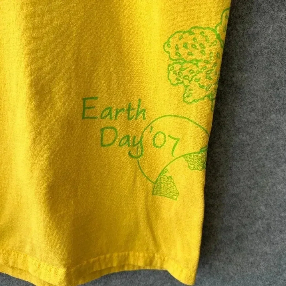 Earth Day Shirt Womens Small Yellow Trees‎ Recycle Nature Short Sleeve 2007